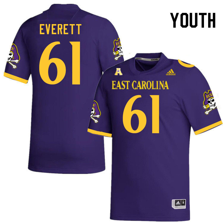 Youth #61 Keziah Everett ECU Pirates 2023 College Football Jerseys Stitched-Purple